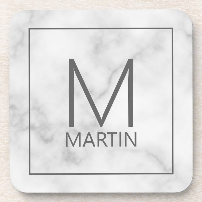 Modern Personalized Monogram and Name Beverage Coaster (Front)