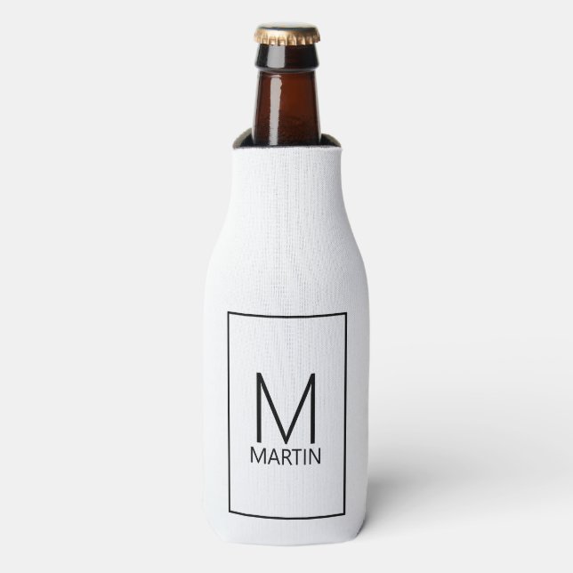 Modern Personalized Monogram and Name Bottle Coole Bottle Cooler (Bottle Front)