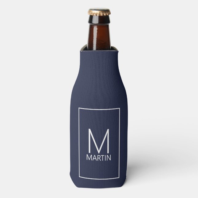 Modern Personalized Monogram and Name Bottle Coole Cooler (Bottle Front)