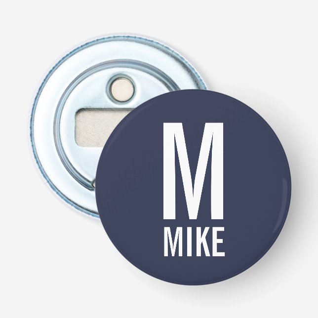 Modern Personalized Monogram and Name Bottle Opener (Front)