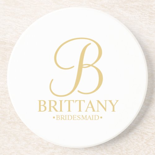Modern Personalized Monogram and Name Bridesmaid Coaster