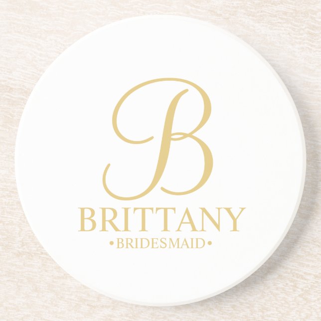 Modern Personalized Monogram and Name Bridesmaid Coaster (Front)