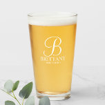 Modern Personalized Monogram and Name Bridesmaid Glass<br><div class="desc">Modern Personalized Bridesmaid Glass
featuring personalized monogram in elegant script font style with bridesmaid's name and title in classic serif font style.

Also perfect for maid of honor,  mother of the bride and more.</div>