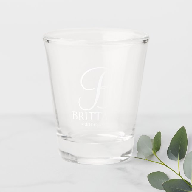 Modern Personalized Monogram and Name Bridesmaid Shot Glass (Creator Uploaded)