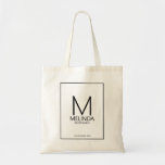 Modern Personalized Monogram and Name Bridesmaid Tote Bag<br><div class="desc">Add a personal touch to your wedding with personalized bridesmaid tote bag.
This tote bag features personalized bridesmaid's monogram and name with title and wedding date in black modern sans serif font style.

Also perfect for maid of honor,  mother of the bride and more.</div>