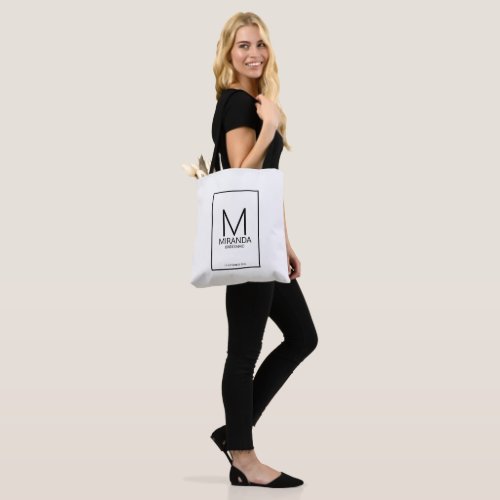 Modern Personalized Monogram and Name Bridesmaid Tote Bag