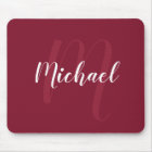 Modern Personalized Monogram and Name Burgundy Red