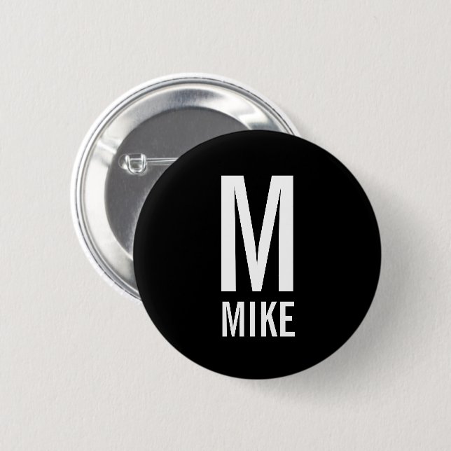 Modern Personalized Monogram and Name Button (Front & Back)