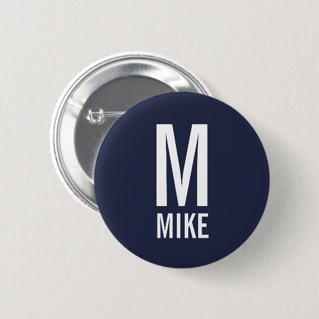 Modern Personalized Monogram and Name Button (Front & Back)