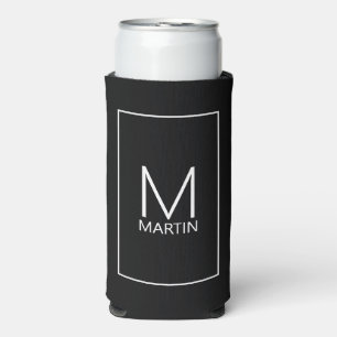 Modern Personalized Monogram and Name Can Cooler