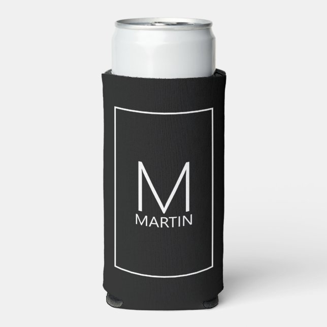 Modern Personalized Monogram and Name Can Cooler (Seltzer Front)
