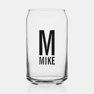 Modern Personalized Monogram and Name Can Glass