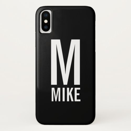Modern Personalized Monogram and Name iPhone X Case
