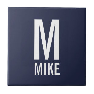 Modern Personalized Monogram and Name Ceramic Tile