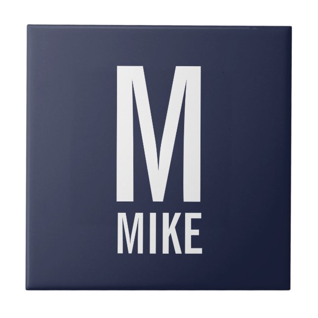 Modern Personalized Monogram and Name Ceramic Tile (Front)