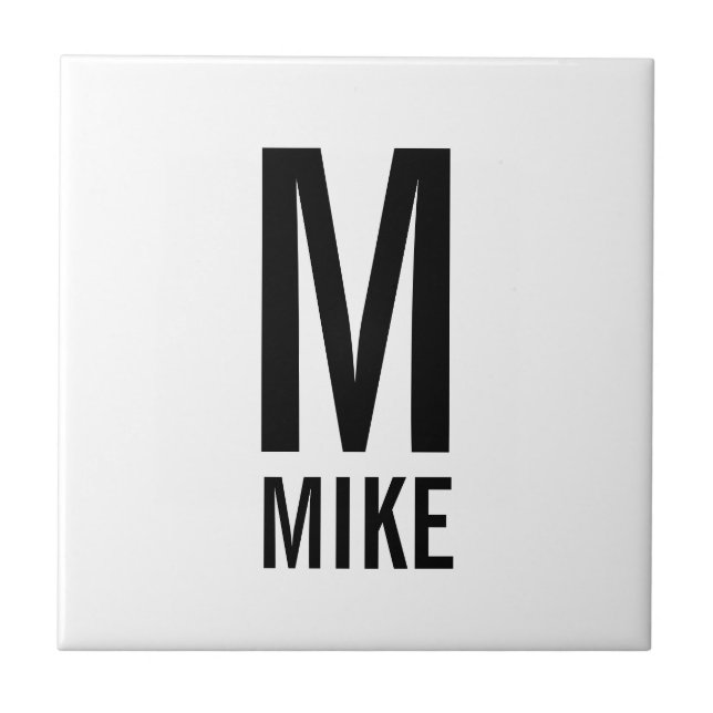 Modern Personalized Monogram and Name Ceramic Tile (Front)