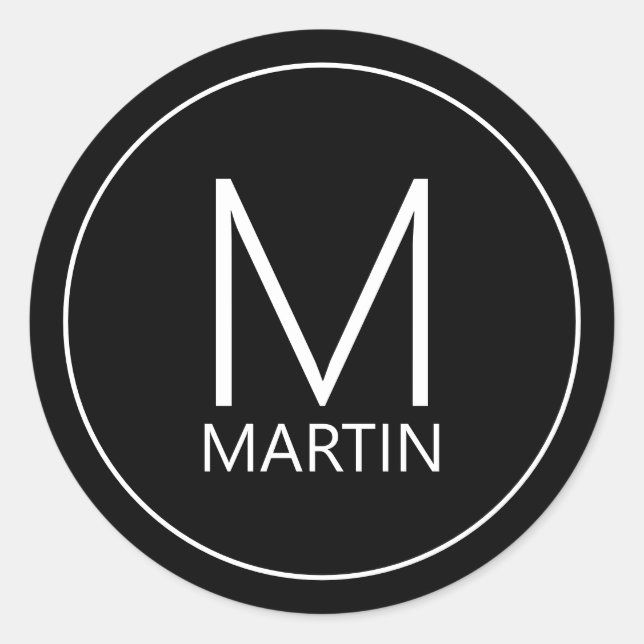 Modern Personalized Monogram and Name Classic Roun Classic Round Sticker (Front)