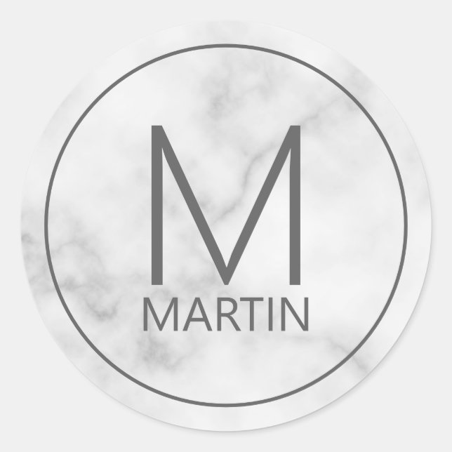 Modern Personalized Monogram and Name Classic Roun Round Sticker (Front)