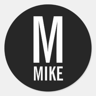Modern Personalized Monogram and Name Classic Round Sticker
