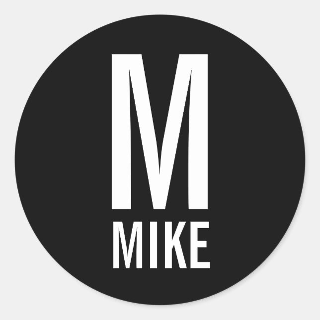 Modern Personalized Monogram and Name Classic Round Sticker (Front)