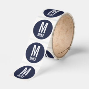 Modern Personalized Monogram and Name Classic Round Sticker