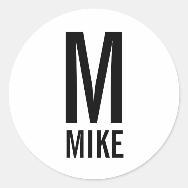 Modern Personalized Monogram and Name Classic Round Sticker (Front)
