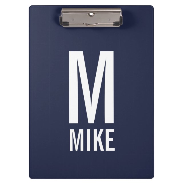 Modern Personalized Monogram and Name Clipboard (Front)