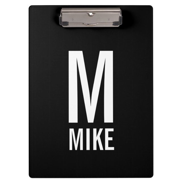 Modern Personalized Monogram and Name Clipboard (Front)