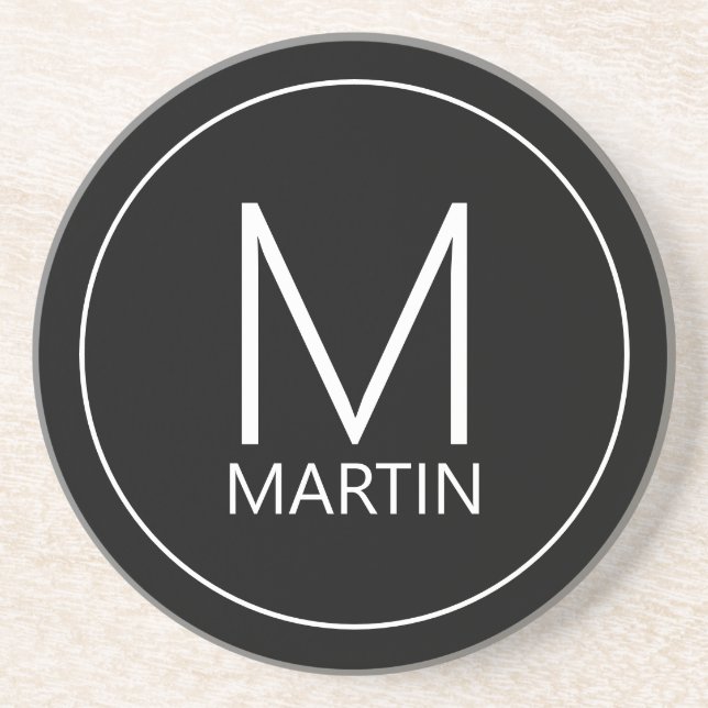 Modern Personalized Monogram and Name Coaster (Front)