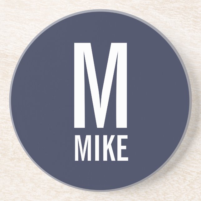 Modern Personalized Monogram and Name Coaster (Front)