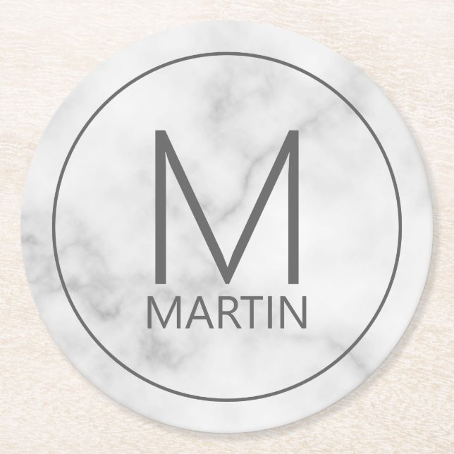 Modern Personalized Monogram and Name Coaster (Front)