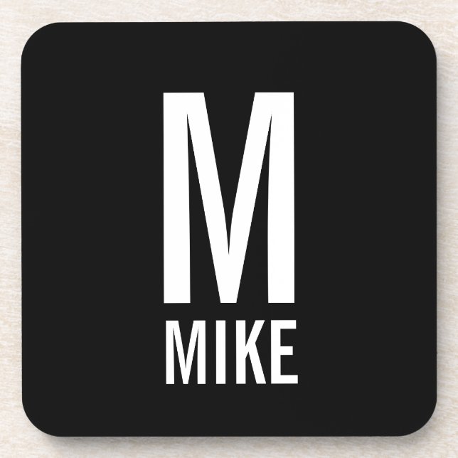 Modern Personalized Monogram and Name Coaster (Front)