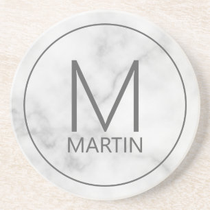 Modern Personalized Monogram and Name Coaster