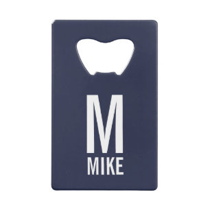 Modern Personalized Monogram and Name Credit Card Bottle Opener