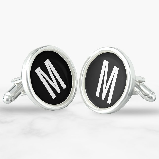 Modern Personalized Monogram and Name Cufflinks (Creator Uploaded)