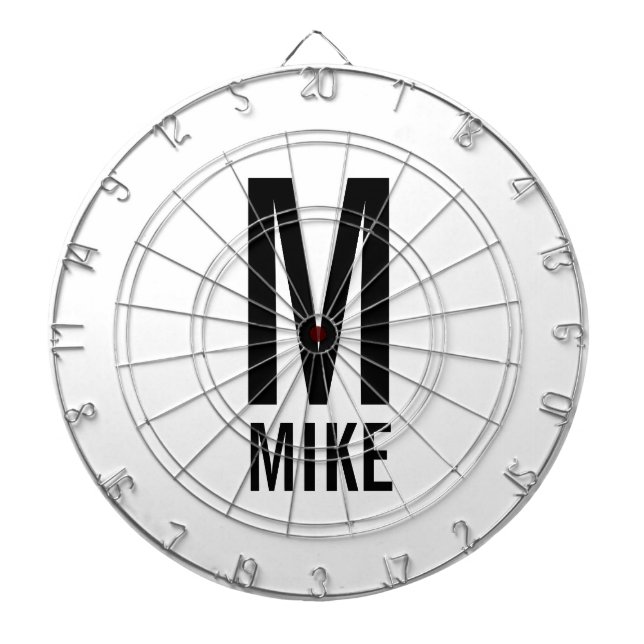 Modern Personalized Monogram and Name Dart Board (Front)
