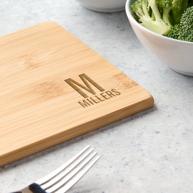 Modern Personalized Monogram and Name Engraved Cutting Board (Kitchen)