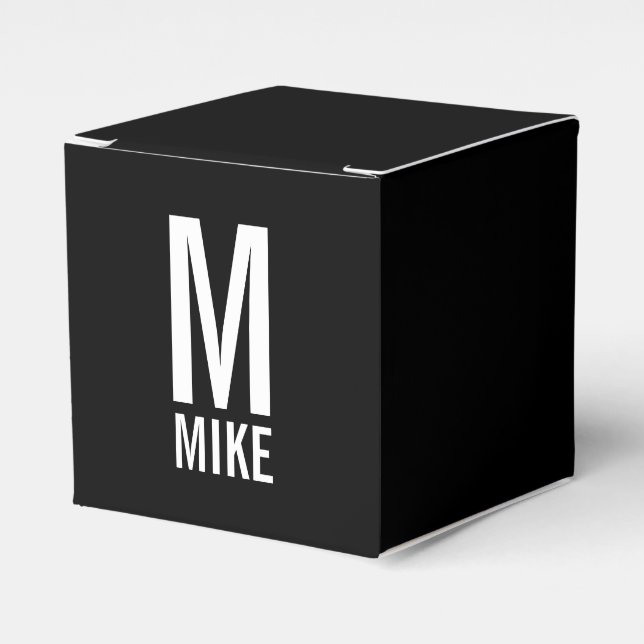 Modern Personalized Monogram and Name Favor Boxes (Front Side)