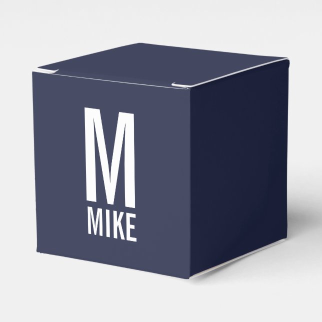 Modern Personalized Monogram and Name Favor Boxes (Front Side)
