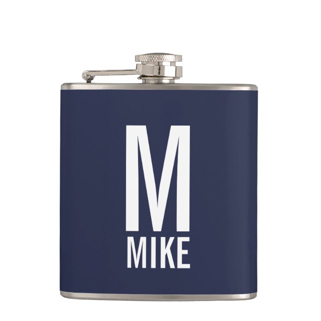 Modern Personalized Monogram and Name Flask (Front)