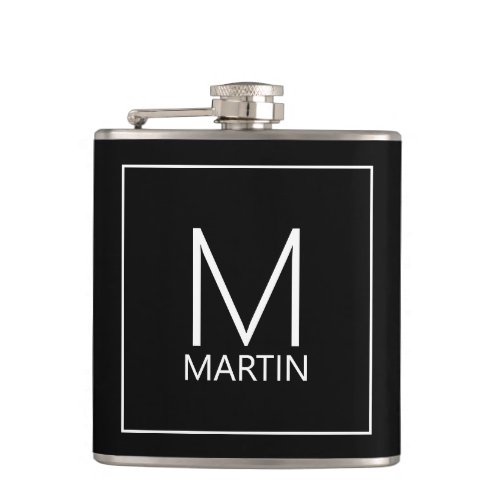 Modern Personalized Monogram and Name Flask