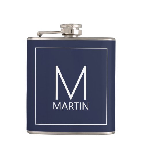 Modern Personalized Monogram and Name Flask