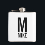 Modern Personalized Monogram and Name Flask<br><div class="desc">Modern Black and White Bold Monogram Design featuring personalized monogram and name in modern bold sans serif font style.

Unique gift for dad,  husband,  grandparents,  best man,  groomsmen and more.
Also perfect as birthday gift,  holiday gift,  family reunion gift and for any special occasions.</div>