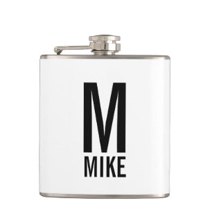Modern Personalized Monogram and Name Flask