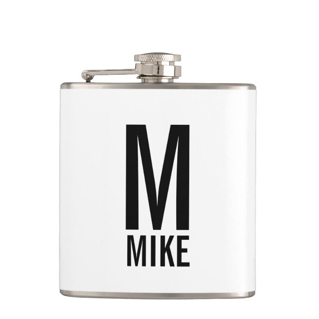 Modern Personalized Monogram and Name Flask (Front)