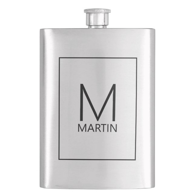 Modern Personalized Monogram and Name Flask (Front)
