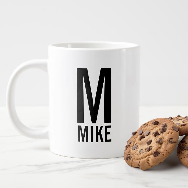 Modern Personalized Monogram and Name Giant Coffee Mug (Creator Uploaded)