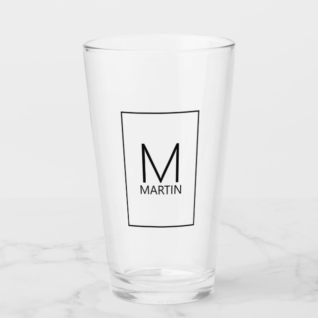 Modern Personalized Monogram and Name Glass (Front)