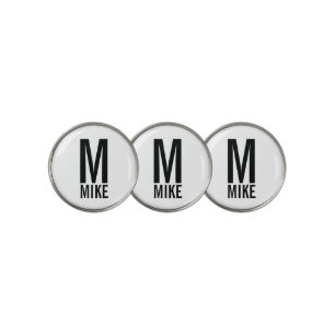 Modern Personalized Monogram and Name Golf Ball Marker