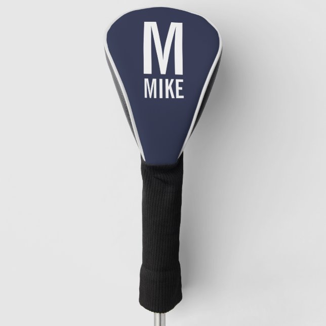 Modern Personalized Monogram and Name Golf Head Cover (Front)